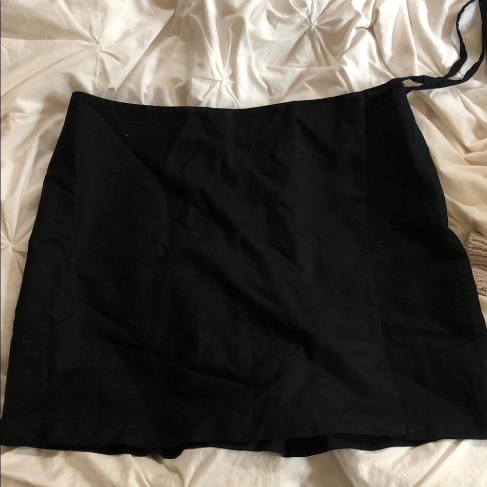GAP Black Wrap Linen Blend Mini Skirt NWT